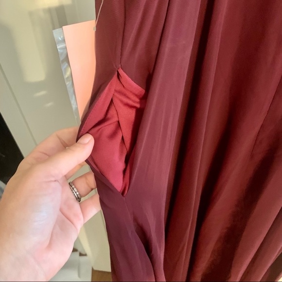 New NWT Birdy Grey “Kaia” Chiffon Gown Maxi Dress Cabernet Burgundy Wine Red - Picture 10 of 13